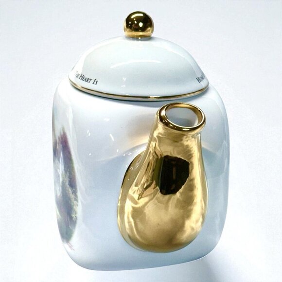 Vintage 1990s Thomas Kinkade “Home Is Where The Heart Is” Teapot, Teleflora 28oz - Picture 6 of 9